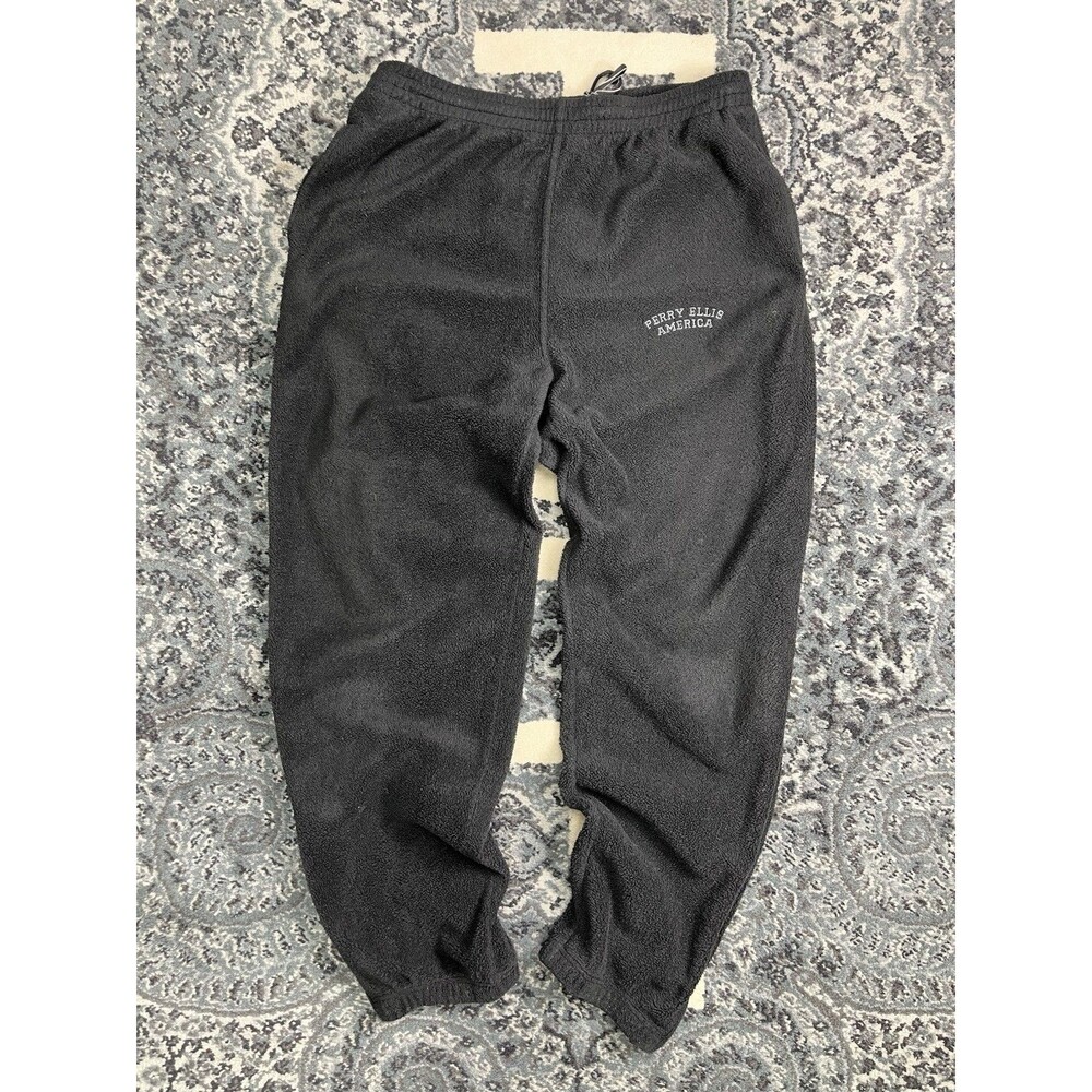 Vintage Perry Ellis America Mens Pants Blue Size L Sweatpants Fleece Spell Out